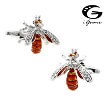 Igame wasp abotoaduras cor de ouro abelha design qualidade bronze cristal frete grátis 2024 - compre barato