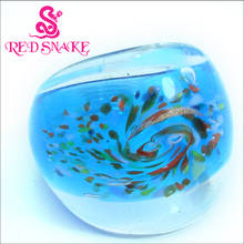 RED SNAKE Fashion Ring Pure Handmade transparent with blue spray Murano Glass Rings 2024 - buy cheap