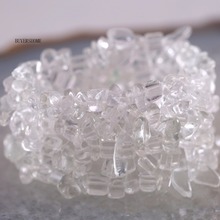 Natural Stone Chip Irregular Shape Beads White Quartz Crystal Bangle For Women Girl Jewelry Gift Cord Stretch Bracelet H055 2024 - buy cheap