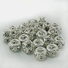 Lote de cuentas espaciadoras de diamantes de imitación de cristal, accesorio de plata de 6x8mm, compatible con pulsera europea, 200 unidades 2024 - compra barato