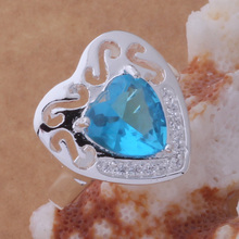 Joia da moda ar433 prata presente popular para mulheres, anéis com pedra de coração azul em coração/asiajjpa bjaakaha 2024 - compre barato