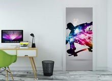 Papel de parede autoadesivo 3d skate boy, mural de arte personalizada com decalque para decoração, mural de parede, foto, mural autoadesivo 2024 - compre barato