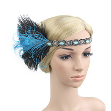 Diadema de lentejuelas con cuentas y diamantes de imitación para mujer, diadema Vintage de 1920s, accesorios para el cabello con pluma para fiesta de Gatsby 2024 - compra barato