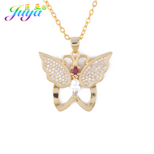 Новое поступление, ювелирные изделия Juya, кулон в виде бабочки из кубического циркония, ожерелье для женщин и девушек, цепочка ручной работы, свадебное ожерелье, изготовление 2024 - купить недорого