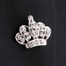 Luxury Fashion Royal Crown Crystal Charm Brooch Suit Shirt Collar Pin Silver Color color 2024 - buy cheap
