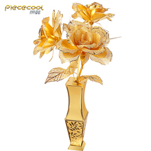 Piececool 3D Metal Puzzle Figure Toy Golden Rose model Educational Puzzle 3D Models Gift jigsaw Toys For Children 2024 - buy cheap