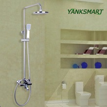 Yanksmart-ducha de banho com led, 8 polegadas, conjunto de chuveiro, ducha, cascata de chuva, cromado, polido 2024 - compre barato