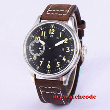 44mm Corgeut sterile black dial luminous marks Asian 6497 hand winding movement Mechanical mens watch relogio masculino 2024 - buy cheap