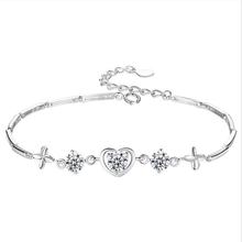 Everoyal-pulseras de plata 925 para niñas, joyería Vintage de circonita con corazón azul, accesorios de boda para novia 2024 - compra barato