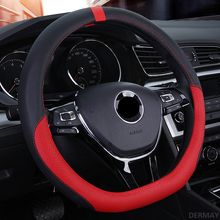 DERMAY D Shape Sport Steering Wheel Cover Genuine Leather for VW Scirocco 2009 2010 2011 2013 2014 2015 2016 2024 - buy cheap