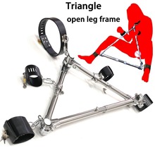 Stainless steel Triangle open leg spreader bar leather restraints collar hand ankle cuffs bdsm bondage sex toys for couples 2024 - buy cheap