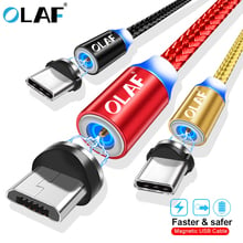 OLAF Magnetic Micro USB Cable 2A Charge 1M 2M LED Magnet Charger Data Cable For Xiaomi 4X Huawei P8 Lite Samsung A5 J5 J7 2017 2024 - buy cheap