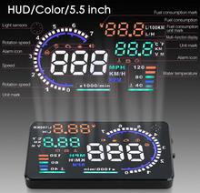 New 5" Large Screen Auto Car HUD Head Up Display KM/h MPH Overspeed Warning Windshield Alarm System Suitable OBD-2 E-obd 2024 - buy cheap