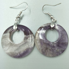 Free Shipping Women Fashion Jewelry 28mm Natural Purple Crystal Round Beads Dangle Earrings C5303 2024 - buy cheap