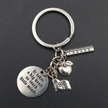 It Takes A Big Heart To Teach Little Minds Charm Book Ruler Apple Keyring DIY Jewelry Crafts Keychain Gift -Thanksgiving Teacher 2024 - buy cheap