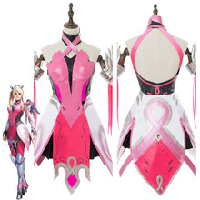 OW Cosplay Costume Mercy Angela Ziegler Outfit Pink Mercy Skin Cosplay Costume For Girls Females 2024 - buy cheap