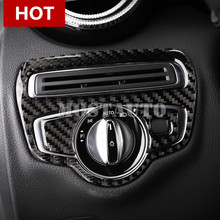 For Benz GLC X205 X253 Carbon Fiber Headlight Switch Button Cover 2015-2021 3pcs Car Accessories Interior Car Decor Car Trim 2024 - buy cheap