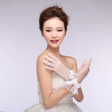 Short Lace Bridal Gloves Ivory Wedding Accessories Invisible Wedding Gloves With Bow Soft Wedding Gloves Beautiful Noivas LT06 2024 - buy cheap