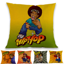 African American Black Man DJ Woman Hip-Hop Rap Singer Freestyle Cartoon Throw Pillow Case Home Sofa Decoration Cushion Cover 2024 - buy cheap