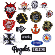 Free Shipping 10 pcs fashion skull badge Embroidered Iron on Motif Applique Hat Bag shoe Garment embroidery patch DIY accessory 2024 - buy cheap