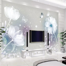 Crystal white jade flower butterfly background wall professional production mural wholesale wallpaper mural poster photo wall 2024 - buy cheap