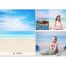 Cenário com tema da praia, fundo fotográfico de céu azul e mar, fantasia de sereia, para crianças e meninas 2024 - compre barato