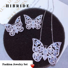 HIBRIDE Luxury New Butterfly Shape Earring Necklace Jewelry Set Women Party Jewelry Small Link Pendant Brincos Bijoux N-643 2024 - buy cheap