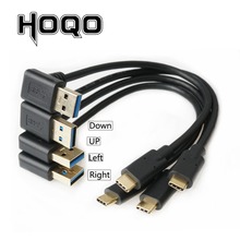 Левый/правый угол USB 3,0 Мужской USB-C кабель 90 градусов вверх/вниз USB 3,0 A к USB Type C синхронизации данных и зарядки шнур для ПК HDD 2024 - купить недорого
