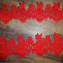 Delicate 1Yard Red Ivory Wedding Eyelash Venice Lace Trim Polyester Applique Sewing Trims Craft 6cm LW0015 2024 - buy cheap