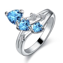 Anel banhado a prata elegante com zircônia azul, anel de joia da moda prata para mulheres e homens,/ttdmhbzqq 2024 - compre barato
