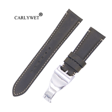 CARLYWET-pulsera de cuero genuino para mujer, brazalete de cuero genuino duradero de 22mm, con correa de bucle, para IWC Tudor Breitling 2024 - compra barato