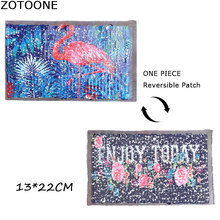 Zotoone patches reversíveis para costura, patches com mudança de cor e lantejoulas, cartas, flor, flamingo para roupas, aplique casaco para diy 2024 - compre barato