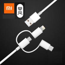 Xiaomi Original 3 in 1 Data Cable 100cm MFI For Lightning Micro USB Type-C Official Certification For Android and iPhone 2024 - buy cheap