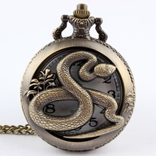 Steampunk Retro Snake Pocket Watch Quartz Antique Bronze Metal Pocket Flip Fob Clock Necklace Pendant Chain Gifts For Women Men 2024 - buy cheap