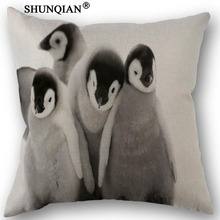 Linen Cotton Pillowcase Penguin Pillow Cover Home Textiles Decorative Pillowcase Customize Gift 45x45cm one side 2024 - buy cheap