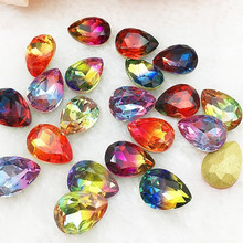 New Color Tourmaline Rhinestones 13X18mm Teardrop Crystal Fancy Stone K9 Glass Droplet Beads Quality Jewelry Making 2024 - buy cheap