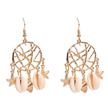 Gold Color Natural Shell Drop Earring Starfish Conch Statement Charm Dream Catcher Dangle Earrings For Women Jewelry Eardrop 2024 - buy cheap