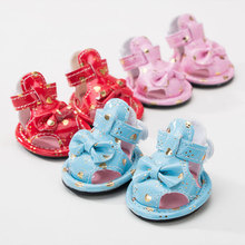 new arrivals pet dog shoes summer PU Bows dog shoes for chihuahua yorkshire Pink Blue Red Princess Puppy Cats Pugs products 2024 - buy cheap