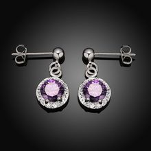 Wholesale silver plated Earring,925 jewelry silver,Inlaid Purple Stone Earrings SMTE451 2024 - buy cheap