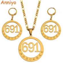 Anniyo Micronesia Round Big Pendant Necklaces Earrings sets for Women 691 Jewelry Gifts #047621S 2024 - buy cheap