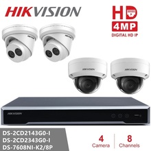 Hikvision CCTV System NVR DS-7608NI-K2/8P & Camera DS-2CD2343G0-I & DS-2CD2143G0-I 4MP Dome IP Camera Security Night Version H26 2024 - buy cheap