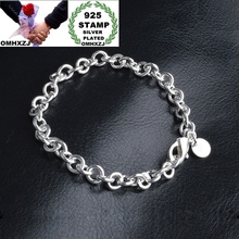 OMHXZJ Wholesale Personality Fashion OL Woman Girl Party Gift Silver Circle Chain Thick 925 Sterling Silver Stamp Bracelet BR109 2024 - buy cheap