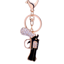 Novelty Charm Fashion Rhinestone Gun Metal Key Chain Keyring Holder Trinket Fobs For Women Girl Gift Souvenir Jewelry R156 2024 - buy cheap