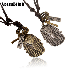 Punk Vintage Leather Rope Chain Necklaces For Male Ethnic Style Alloy Egyptian Pharaoh Cross Pendant Necklace Choker Men Jewelry 2024 - buy cheap