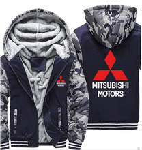 Hoodies Men Mitsubishi Car Logo Print Jacket Men Hoodies Winter Thicken Warm Fleece cotton Zipper Camouflage Raglan Mens Coat 2024 - buy cheap