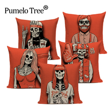 2018 NEW Red Skull  pillowcase cushions for sofa car decorative Throw pillows custom Halloween Day  linen print cushion cover 2024 - buy cheap