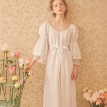 Ladies sleepwear Cotton princess nightdress Classical royal nightgown  Puff sleeve Mid-calf round neck sleepwear 2024 - buy cheap
