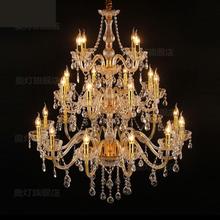 Luxury glass Chandelier crystal pendants hanging light home decor lamps led Luminaire living room Villa Hall Gold Chandeliers 2024 - buy cheap