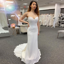 White Ivory Sweetheart Neckline Wedding Dresses Sweep Train Mermaid Style Sleeveless 2019 Elegant Vestido De Noiva Bridal Gowns 2024 - buy cheap