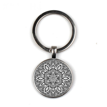 Mandala Flower Keychain Charm Henna Glass Key Chain Handmade Ornament Style Indian Om Symbol Zen Buddhism 2024 - buy cheap